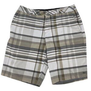 O’Neill Green/Gray High-Rise Classic Flat Front Shorts | Size 34